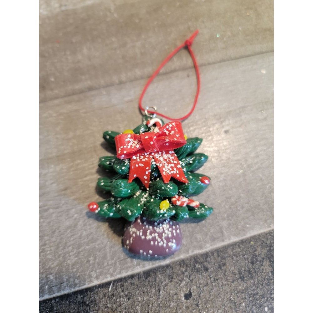 Pine tree snow bow ornament xmas Candy cane
